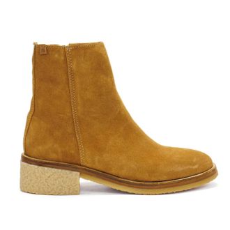 El Naturalista Womens Irati Block Heel Ankle Boot In Silk Suede