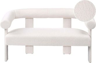 Beliani 2 Seater Sofa Off-White Boucle Upholstery Retro Design Upholstered Legs Living Room ILBRO