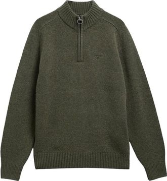 Barbour Newtown Half Zip Gebreide Trui - Heren - Truien - Groen - Maat: XL Wol