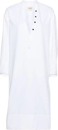 Khaite Witte Shift Midi Jurk met Knopen - Dames - Casual kleedjes - Wit - 3XS - Katoen - Kleedjes