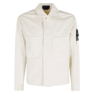 Stone Island Light Jackets, male, White, Size: L Denim Jacket