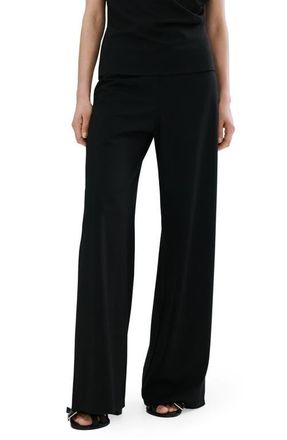 Mango Pull-On Straight Leg Pants in Black at Nordstrom, Size X-Small