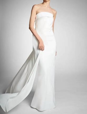 Sachin & Babi Lourdes Strapless Beaded Bow Gown In Ivory