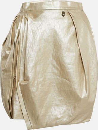 Elisabetta Franchi Gold Linen Draped Mini Skirt