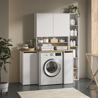 Vicco Conjunto De Muebles De Ba&ntilde;o Viktor, Blanco/roble Artesanal, 4 Piezas, Vicco