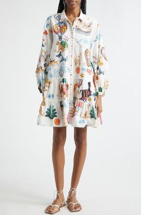 Camilla Print Long Sleeve Tiered Cotton Shirtdress in Kapadokya Kitsch at Nordstrom, Size Small
