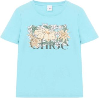 Chlo&eacute; Baby fit logo T-shirt - Dames - T-shirts - Blauw - XS - Katoen - Tops