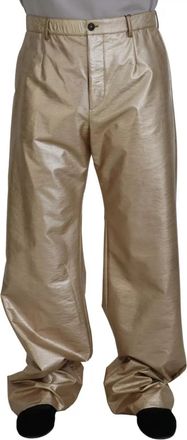Dolce & Gabbana Metallic Gold Polyester StraightTrouser Mens Pants (Pre-Owned)