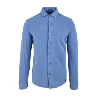 Drumohr Dtjf 609 Shirt - Heren - Casual Overhemden - Blauw - XL - Katoen - Overhemden