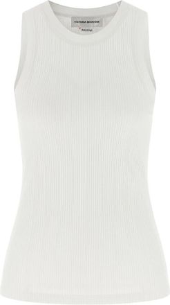 Victoria Beckham Rib Tank - Dames - Tops zonder mouwen - Wit - L - Katoen - Tops