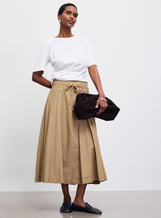 Second Female Womens Tie-belted lightweight nylon maxi skirt