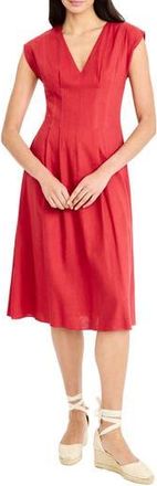 Maggy London V-Neck Cap Sleeve Fit & Flare Midi Dress in Cardinal Red at Nordstrom Rack, Size 18 (Similar To 16W)