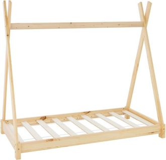 ML Design Ml-design - Lettino per Bambini e Bambine Design Teepee con Rete Telaio a Doghe 70 x 140 cm Letto Basso a Forma di Tenda Indiana da Gioco in Legno di