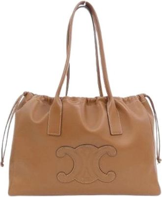 Celine Pre-owned Cabas Drawstring Calf Handbag - Dames - Vintage Shopper - Bruin - ONE Size - Leer - Vintage