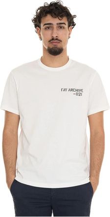 Fay Katoenen Logo T-shirt - Heren - T-shirts - Wit - 2XL - Katoen - Tops