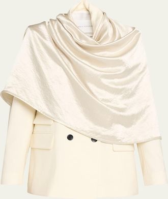 Maria McManus Draped Satin Cloak Double-Breasted Blazer