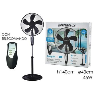 Trade Shop Trade Shop - Ventilatore A Piantana Con 5 Pale Con Telecomando H 140 Cm &Oslash; 43 Cm 45 Watt