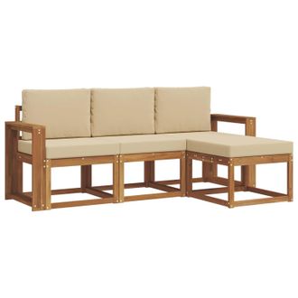 vidaXL Conjunto De Sof&aacute;s De Exterior Con Coj&iacute;n 4 Pcs Natural Y Beige Vidaxl