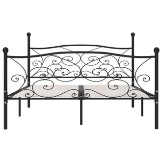 Berkfield Home Elegant Bed Frame with Slatted Base Black Metal 180x200 cm Super King