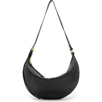 AllSaints Half Moon Leather Shoulder Bag in Black at Nordstrom