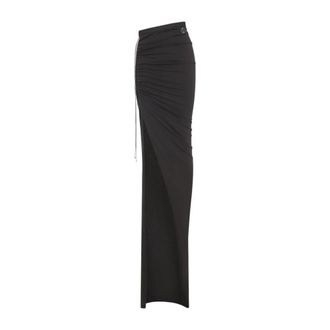 Moncler Maxirok met split aan de voorkant en trekkoorddetail - Dames - Maxi Rokken - Grijs - M - Rokken