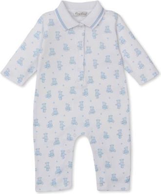Kissy Kissy Print Pima Cotton Romper in Light Blue at Nordstrom, Size 0-3M