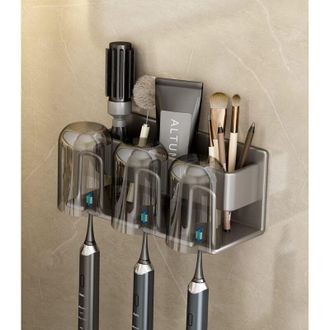 OEM 1 Soporte Para Cepillo De Dientes El&eacute;ctrico (gris Plateado), Soporte De Pared De 3 Ranuras Sin Necesidad De Taladrar, Soporte Para Cepillo De Dientes 