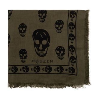 Alexander McQueen Alexander McQueen, Silky Scarves, male, Green, Size: ONE SIZE Classic Skull Scarf