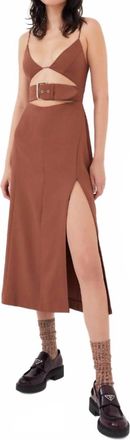 For Love & Lemons Natasha Midi Dress In Brown