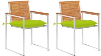 vidaXL Sillas De Jard&iacute;n Con Cojines 2 Uds Madera Maciza Acacia Y Acero Vidaxl