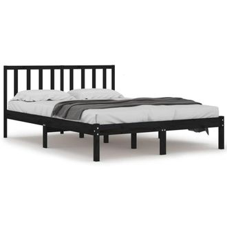 Berkfield Home Bed Frame Black Solid Wood Pine 140x190 cm