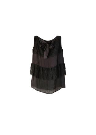 Prada Black satin & lace sleeveless top Size 40