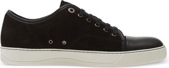 Lanvin Low-Top Black Suede Sneakers with Smooth Leather Toe Cap