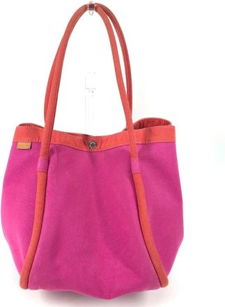 Herm&egrave;s Pink Cotton Handbag Shoulder Bag Tote Bag (Pre-Owned)