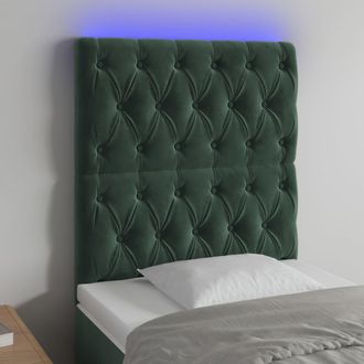 vidaXL Cabecero Con Luces Led Terciopelo Verde Oscuro 80x7x118/128 Cm Vidaxl