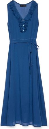 Fiorella Rubino Free Dress met ruffles - Dames - Casual kleedjes - Blauw - S - Katoen - Kleedjes
