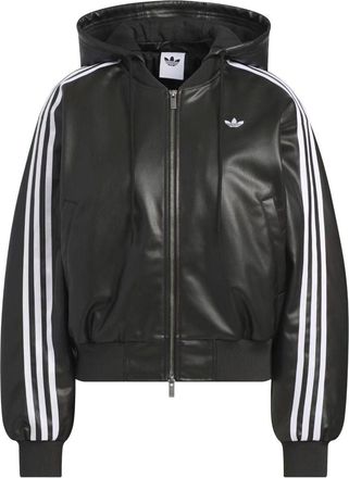 adidas (WMNS) adidas Double Leather Jacket Asia Sizing Black KU6857