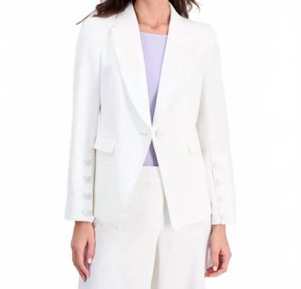Tahari by ASL One Button Blazer In White