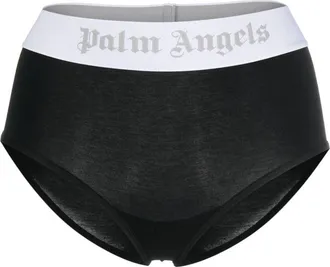 Palm Angels logo-band bikini bottoms - women - Cotton/Elastane - M - Black