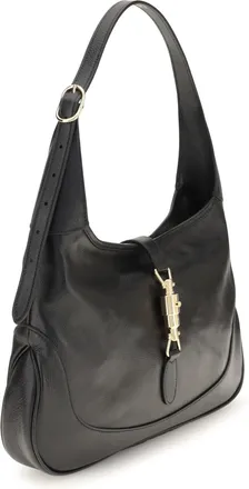 Gucci Womens Hb Jackie 1961 Joyful Soft G.a Black Calf Leather Bos Taurus Shoulder Bags