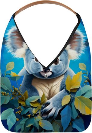 Generic Koala and Leaves Reusable Lightweight Grocery Bags - Foldable Into Compact Pouch, Washable & Sturdy, Multipurpose for Shopping and Travel