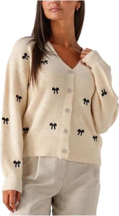 Y.A.S Geborduurde Gebreide Vest voor Vrouwen - Dames - Vesten - Beige - L - Polyester - Truien & Vesten