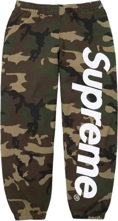 SUPREME SS26 Satin Appliqu&eacute; Sweatpants Woodland Camo SUP-SS26-193-CAM