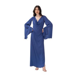 Federica Tosi Maxi Kleedjes - Dames - Maxi kleedjes - Blauw - XL - Kleedjes