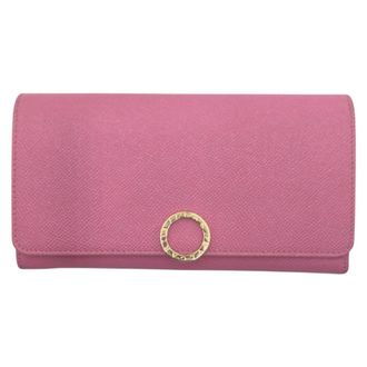 Bulgari Pink Leather Long Wallet (Bi-Fold) (Pre-Owned)