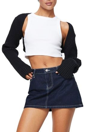 Princess Polly Aytan Crop Rib Cardigan in Black at Nordstrom, Size Small