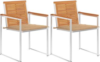vidaXL Vidaxl - Sillas De Jard&iacute;n Con Cojines 2 Uds Madera Maciza Acacia Y Acero