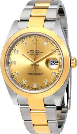 Rolex Datejust 41 Champagne Diamond Dial Steel and 18K Yellow Gold Oyster Mens Watch 126303CDO