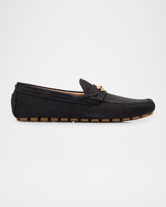 Valentino Garavani Men & apos;s Fastaway Grained Deerskin Suede Driving Loafers