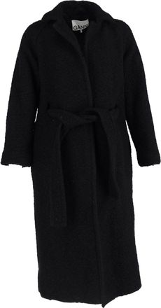 Ganni Ganni Long Boucle Coat in Black Wool